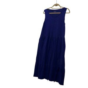 Eileen Fisher electric royal blue cotton sleeveless sun shirt dress S